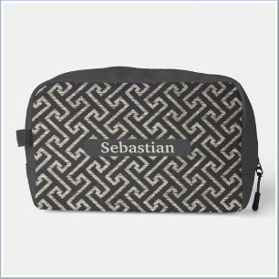 Masculine Schwarz Beige Maze Pattern Waschbeutel