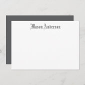Masculine Vintage Script Monogram Note Card Mitteilungskarte (Vorne/Hinten)