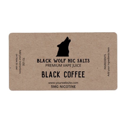 Masculine Wolf Nicotine Vape E Juice Labels (Vorne)