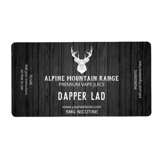 Masculine Wood Nicotine Vape E Juice Labels (Vorne)