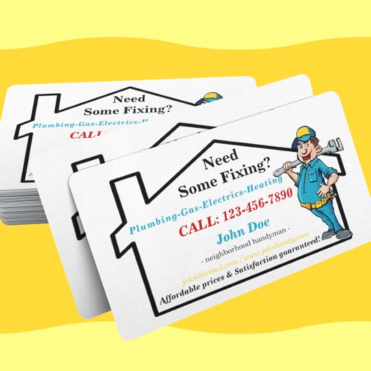 Masculine Worker Icon Neighbhood Handyman Visitenkarte