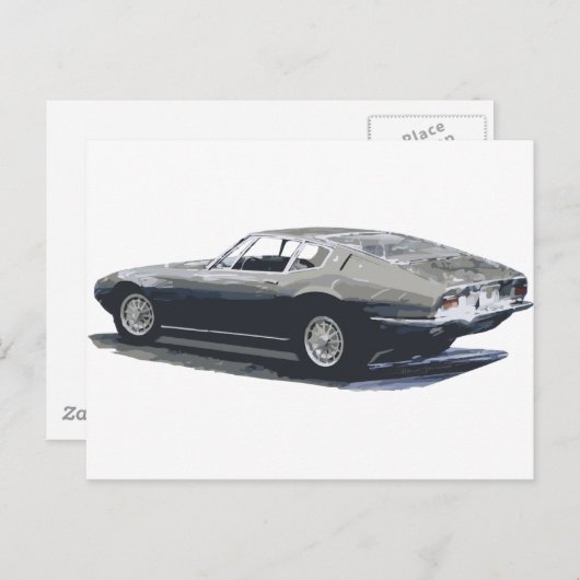 Maserati Ghibli Classic Zeichnend Postkarte (Vorne/Hinten)