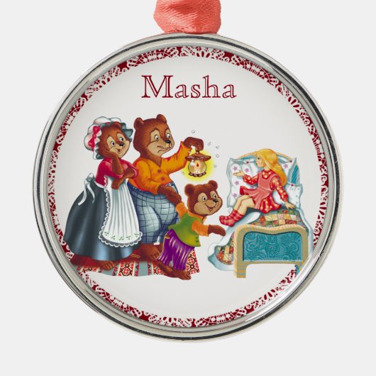 Masha und 3 Bären Ornament Aus Metall (Vorne)