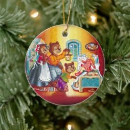 Masha und 3 Bären. Tierfamilie. Keramik Ornament