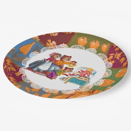 Masha und 3 Märchenbären Pappteller (Schrägansicht)