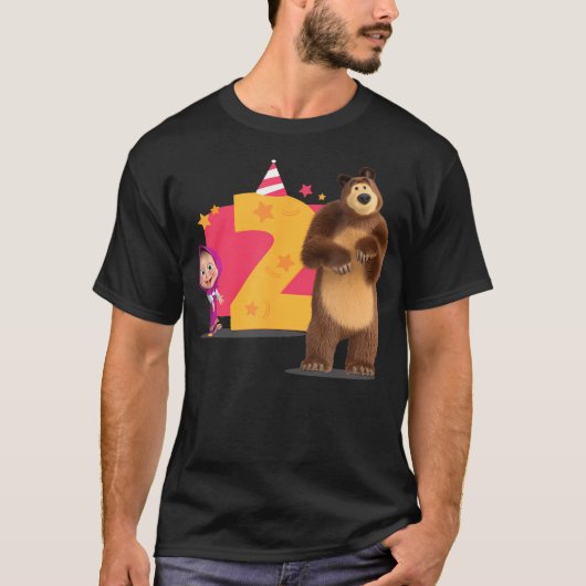 Masha und der Bär 2. Geburtstag T-Shirt (Vorderseite)
