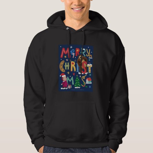 Masha und der Bär. Weihnachtskarte Hoodie (Vorderseite)