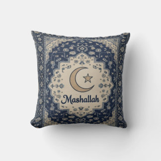 Mashallah blau bedrucktes Kissen Ramadan Dekor
