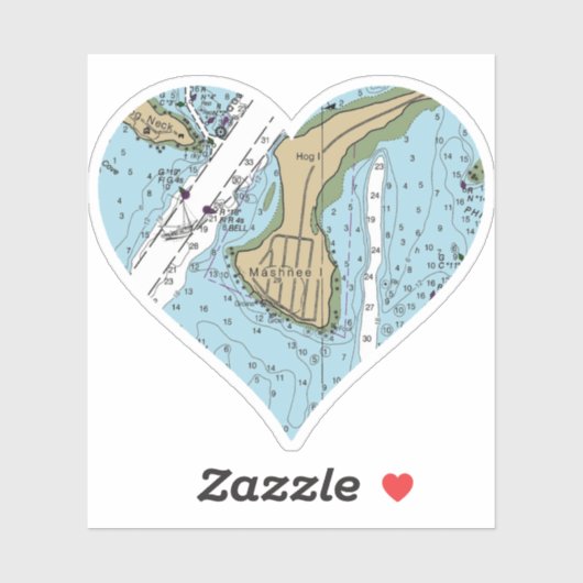 Mashnee Island MA Nautic Chart Aufkleber (Blatt)