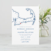 Mashpee Cape Cod Navy Minimalistische Hochzeit Einladung (Stehend Vorderseite)