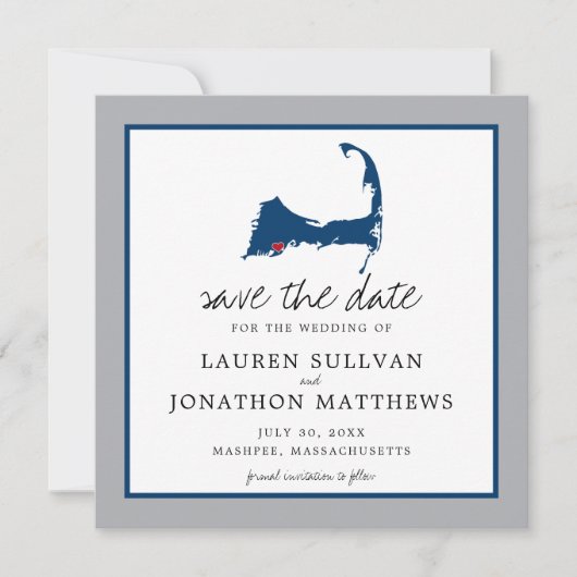Mashpee Cape Cod Wedding Moveable Heart Save The Date (Vorderseite)