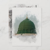 Masjid An-Nabawi Aquarellbild Islamisch Postkarte (Vorne/Hinten)