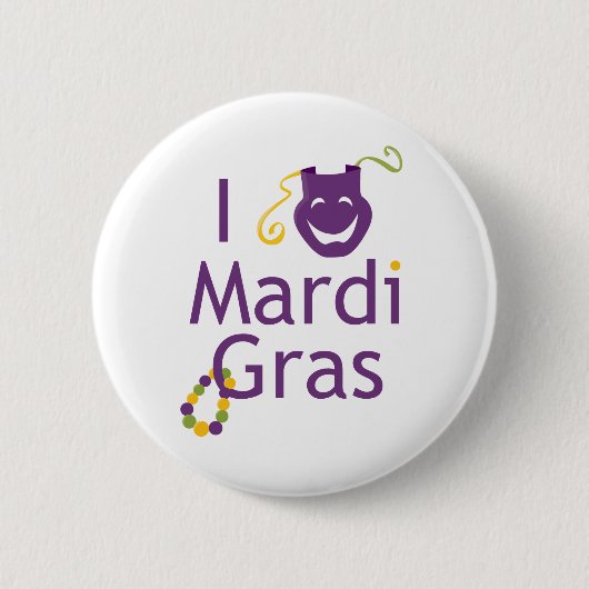 Mask I Liebe Mardi Gras Button (Vorderseite)