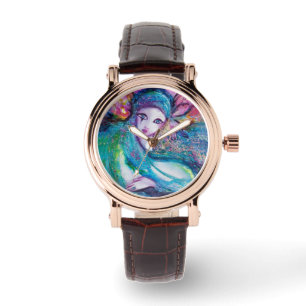 MASK IN BLAUE Venezianisch Masquerade Armbanduhr