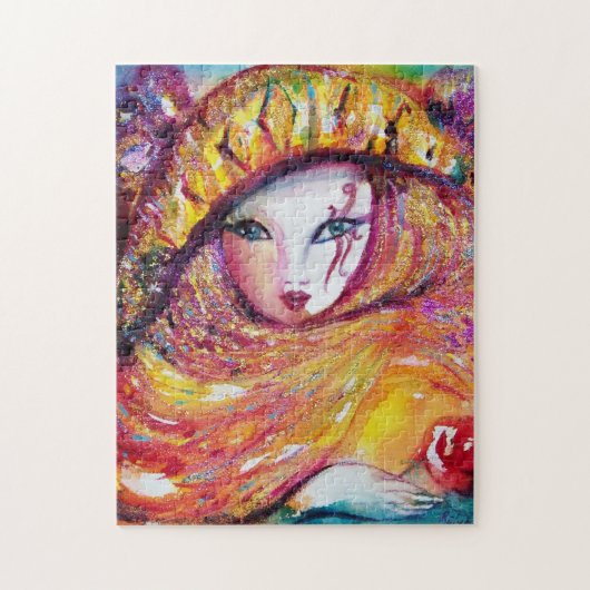 MASK IN GELB / Venezianischer Masquearde Ball, Lil Puzzle (Vertikal)