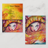 MASK IN GELBEN MIT ROTE ROSE Beauty Makeup Artist Visitenkarte (Vorne/Hinten)