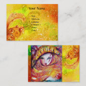 MASK IN GELBEN MIT ROTE ROSE IN GOLDGLITZERN VISITENKARTE (Vorne/Hinten)