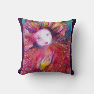 MASK IN ROT UND GELBEN / Venezianischer Masquearen Kissen