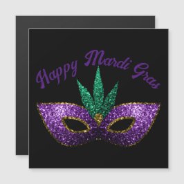 Mask Lila Green Glitzern Happy Mardi Gras Magnetkarte