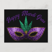 Mask Lila Green Glitzern Happy Mardi Gras Postkarte (Vorderseite)