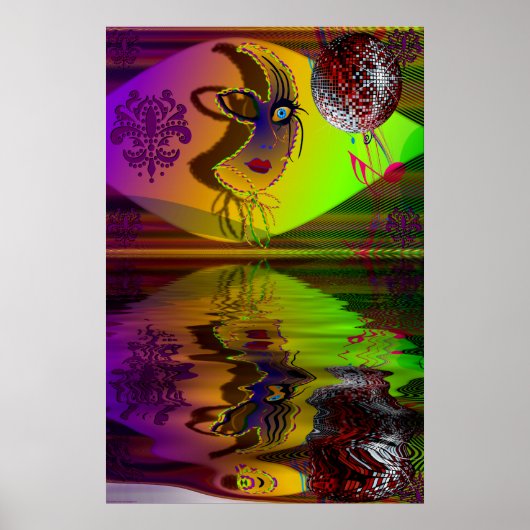 Mask Mardi Gras Trompe l'oeil-V-2 R Poster (Vorne)