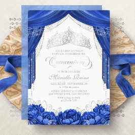 Mask Masquerade Royal Blue Quinceanera Einladung