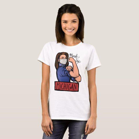 Mask Up Michigan Gretchen Whitmer Michigander T-Shirt (Vorne ganz)