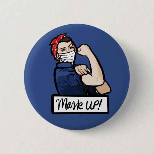 Mask UP Rosie the Riveter Button (Vorderseite)