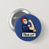 Mask UP Rosie the Riveter Button (Vorne & Hinten)