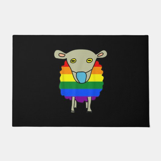 Mask-Wearing Sheep Colorful Sheep Present Fußmatte (Vorderseite)