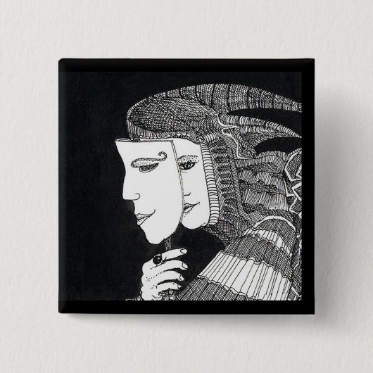 Maske 15 cm quadratisches Abzeichen Button (Vorderseite)