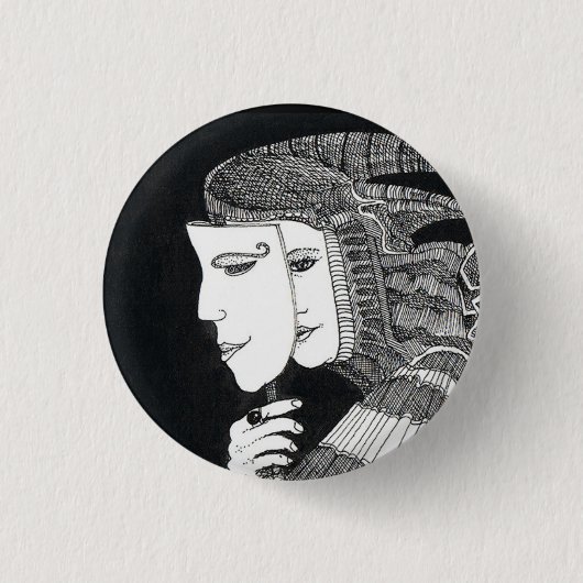 Maske 3 cm Runder Abzeichen Button (Vorderseite)