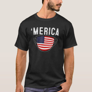 Maske American Flag T 4. Juli Männer Merica T-Shirt