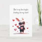 Maske Bunny Steals a Heart, Hoppy Valentine's Day Karte (Vorderseite)