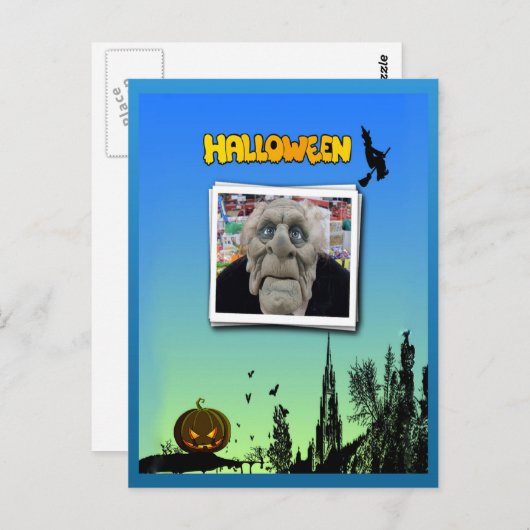 Maske des alten Mannes, Fliegerwitze und Kürbislat Postkarte (Vorne/Hinten)