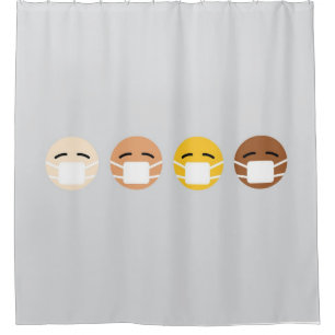 Maske Emoji Faces Maske oben COVID Duschvorhang