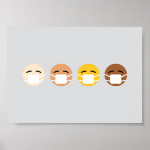 Maske Emoji Faces Maske oben COVID Poster
