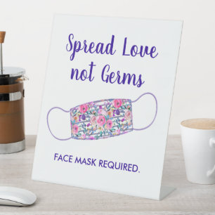 Maske für die soziale Distanzierung von Wasserfarb Sockelschild