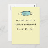Maske ist keine politische Aussage: Es ist ein IQ- Postkarte (Vorne/Hinten)
