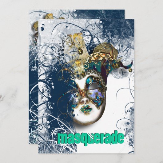 Maske Masquerade venezianisch Mardi gras Party Einladung (Vorne/Hinten)