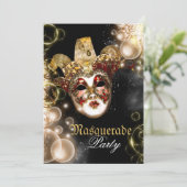 Maske Masquerade venezianisch mardi gras Party Einladung (Stehend Vorderseite)