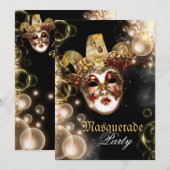 Maske Masquerade venezianisch mardi gras Party Einladung (Vorne/Hinten)
