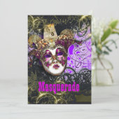 Maske Masquerade venezianisch mardi gras Party Einladung (Stehend Vorderseite)