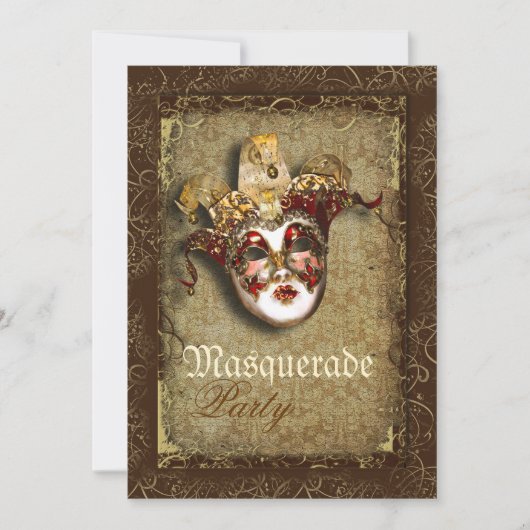 Maske Masquerade venezianisch mardi gras Party Einladung (Vorderseite)