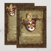 Maske Masquerade venezianisch mardi gras Party Einladung (Vorne/Hinten)