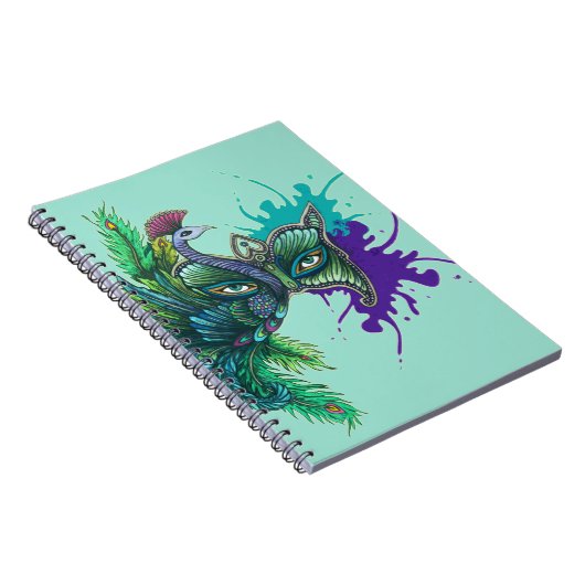 Maske - Pfau Notizblock (Rechte Seite)