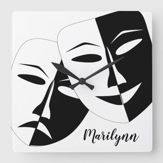 Maske Quadratische Wanduhr (Vorderseite)