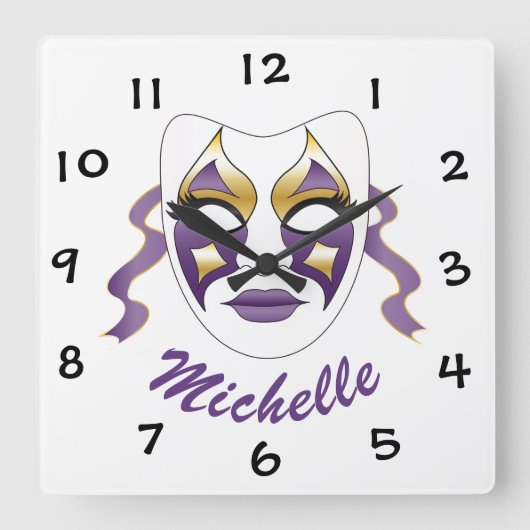 Maske Quadratische Wanduhr (Vorderseite)