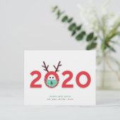 Maske Reindeer 2020 Custom Holiday Postkarte (Stehend Vorderseite)