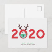 Maske Reindeer 2020 Custom Holiday Postkarte (Vorne/Hinten)